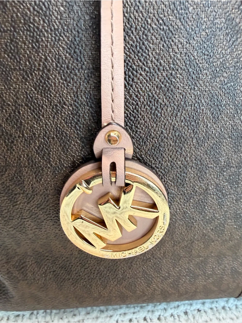 Michael Kors Brown Logo Tote with Light Tan Handles